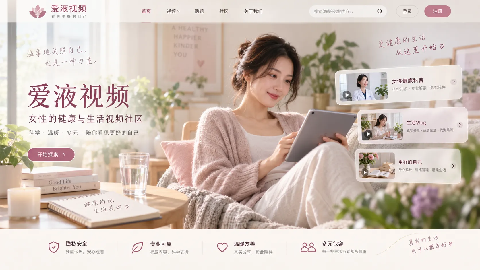 温柔生活与女性健康内容主视觉